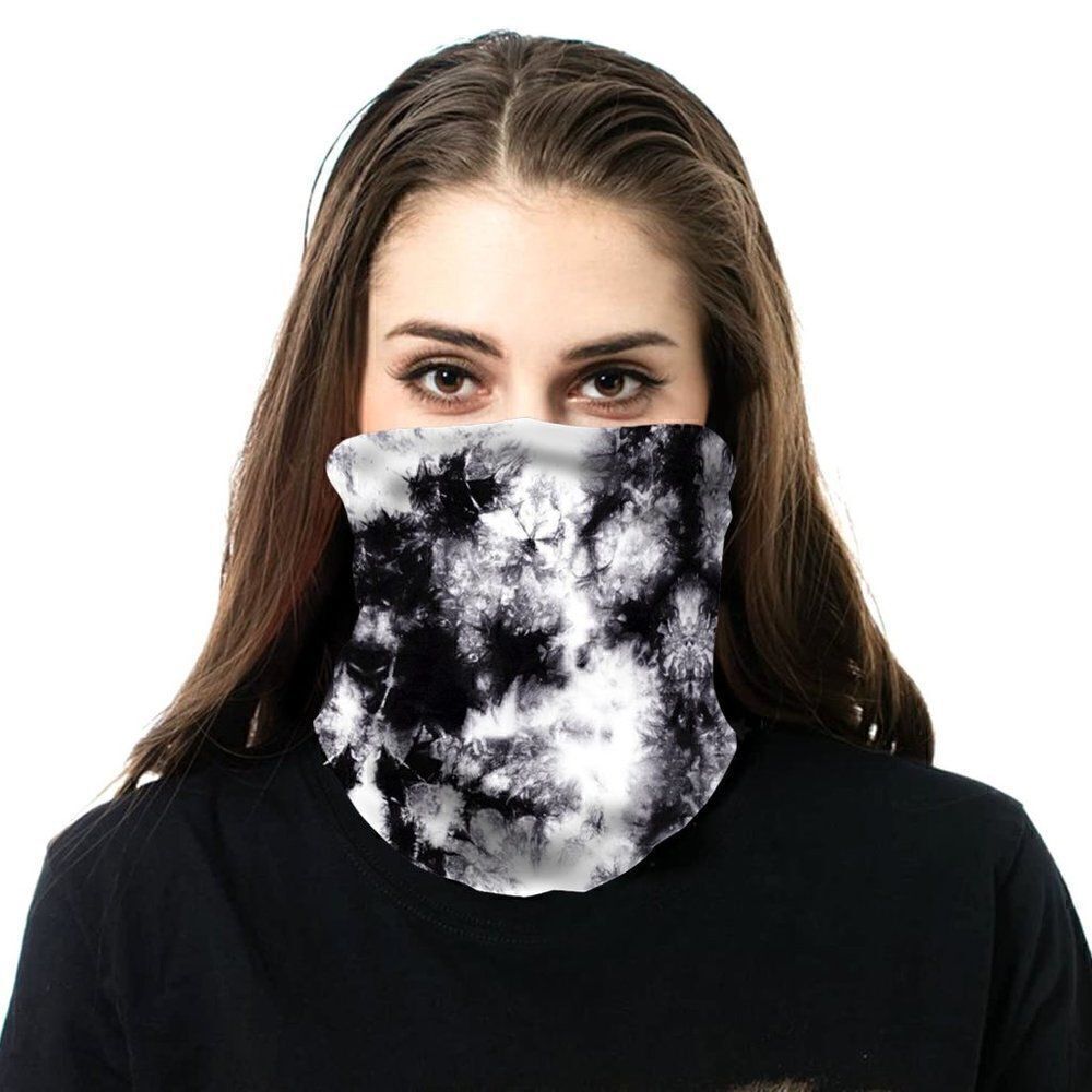 Neck Gaiter Face Mask Black Tie Dye Bandana Scarf